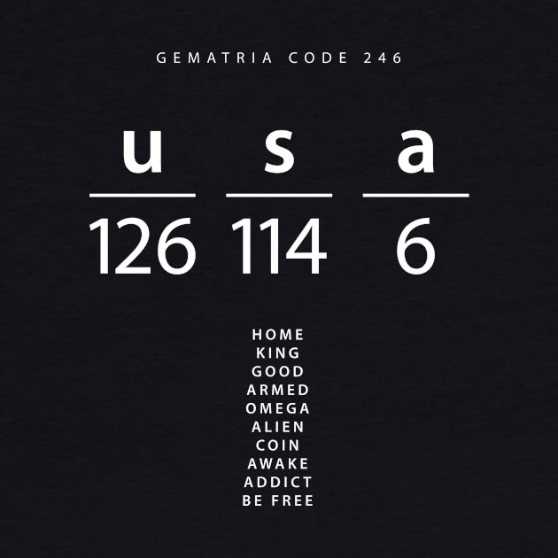 USA word code in the English Gematria by Creative Art Store